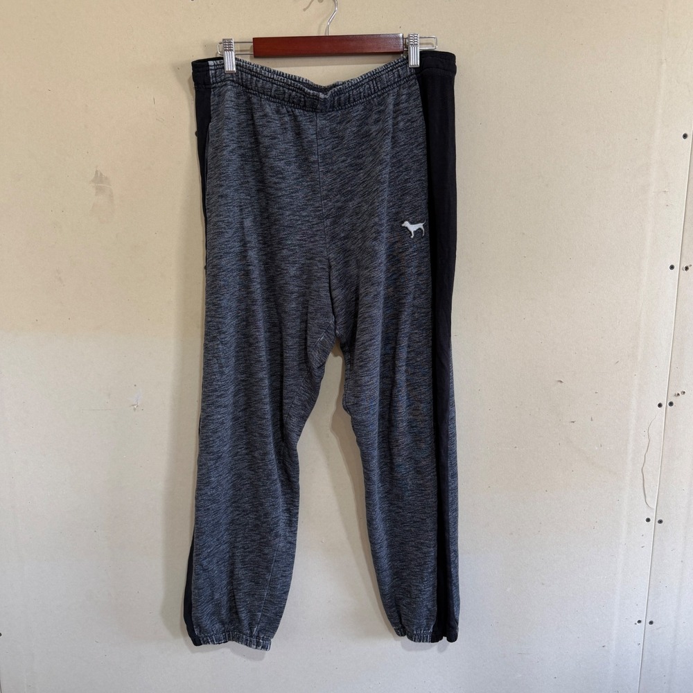 Victoria's Secret PINK Gray Marl Black Side Stripe Jogger Sweatpants Medium